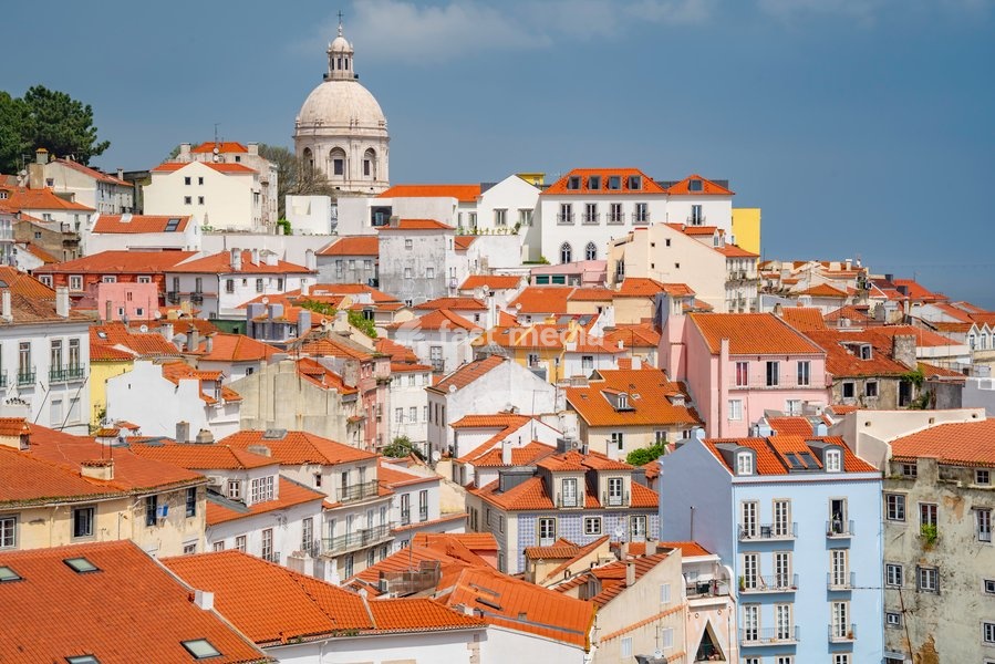 View of terrakotta rooftops in Alfama, Alfama District, Lisbon, Portugal, Europe