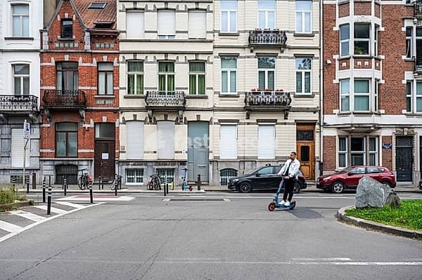 Car free sunday with cyclists on mainly empty roads in Jette, Brussels, Belgium, SEP 22, 2024, Europe