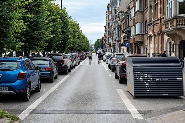 Car free sunday with cyclists on mainly empty roads in Jette, Brussels, Belgium, SEP 22, 2024, Europe