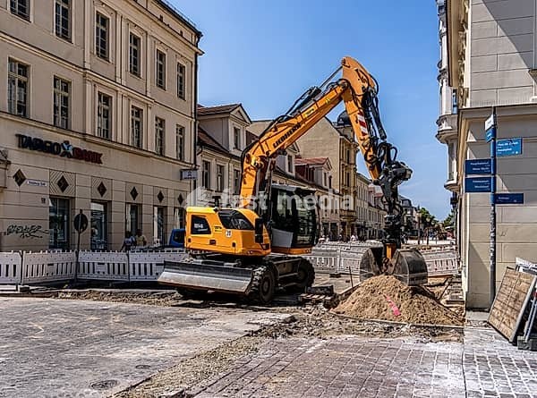 Roadworks in Brandenburger Straße, shopping street in Potsdam, Brandenburg, Germany, Europe