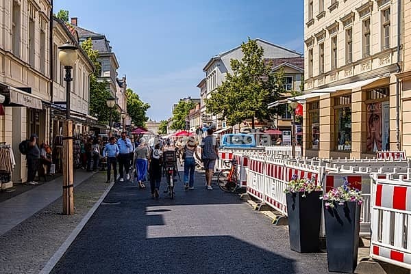 Roadworks in Brandenburger Straße, shopping street in Potsdam, Brandenburg, Germany, Europe
