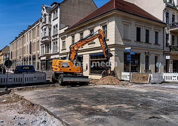 Roadworks in Brandenburger Straße, shopping street in Potsdam, Brandenburg, Germany, Europe