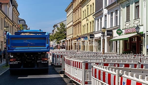 Roadworks in Brandenburger Straße, shopping street in Potsdam, Brandenburg, Germany, Europe