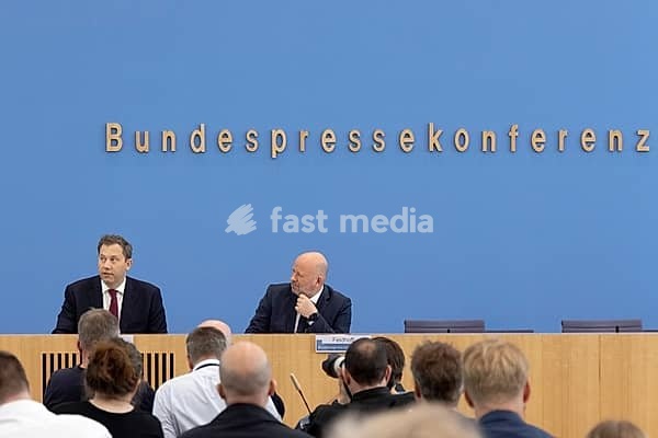 Berlin, Germany - 24 June 2025: Finance Minister Lars Klingbeil presents the draft federal budget for 2025 and key figures for the draft federal budget for 2026 at the Federal Press Conference