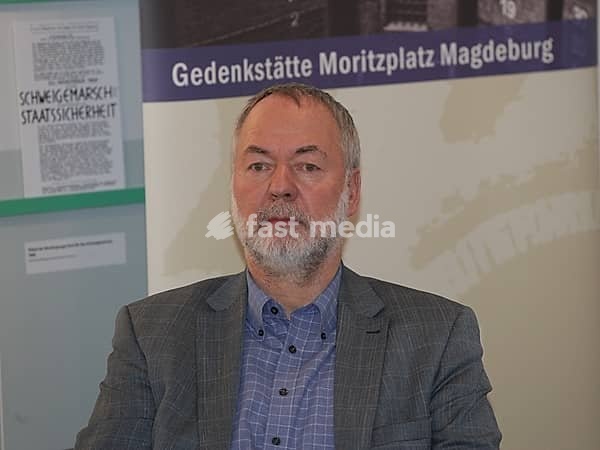 German politician Markus Meckel at the opening of the exhibition 'SED?wenn du nicht gehst, dann gehen wir' on 18 November 2014 at the Moritzplatz Memorial in Magdeburg, German politician Markus Meckel at the opening of the exhibition