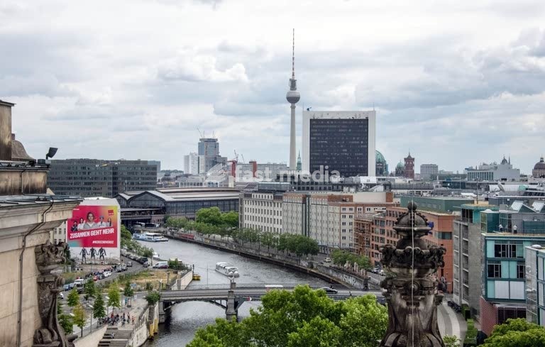 Berlin, view of the river Spree and Friedrichstrasse railway station from the Reichstag building. Berlin, 24 June 2025