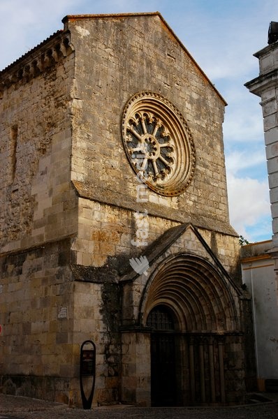 Sao Joao de Alporao Church, Santarém, Portugal, 12th-13th centuries (2008). Romanesque and Gothic styles. View of the facade, with the rose window which lights up the single interior nave, the location of the Archaeological Museum. District of Setúbal