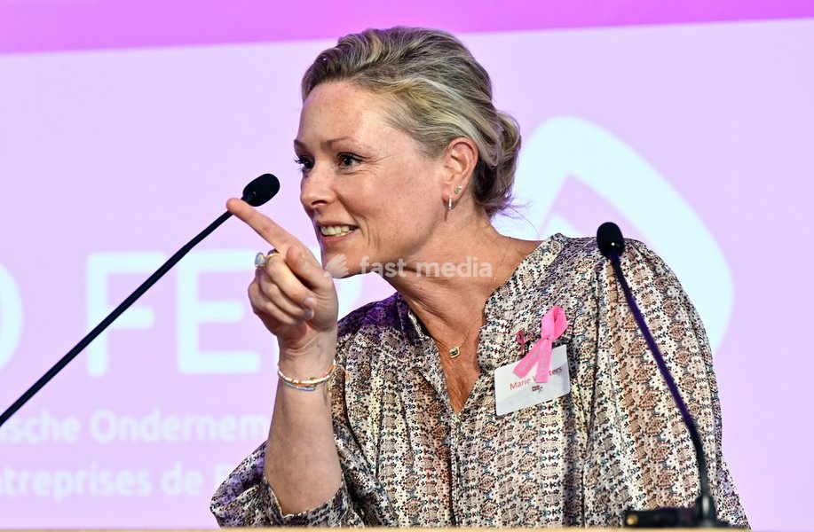 FOCUS COVERAGE, DISTRIBUTION REQUESTED TO BELGA MArie Wauters pictured during a press conference of the 'Pink Ribbon' Breast Cancer awareness organization, Tuesday 23 September 2025 in Brussels. Pink Ribbon urges for every person with breast cancer and all relatives to get the opportunity to be…