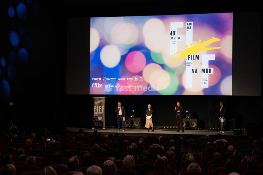 President of the FIFF Jean-Louis Close delivers a speech at the opening night of the 40th edition of the Namur International French-Language Film Festival (FIFF) (October 3-10), Friday 03 October 2025 in Namur