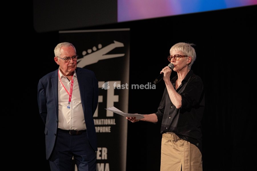 General Delegate and Director of Programming Nicole Gillet delivers a speech at the opening night of the 40th edition of the Namur International French-Language Film Festival (FIFF) (October 3-10), Friday 03 October 2025 in Namur