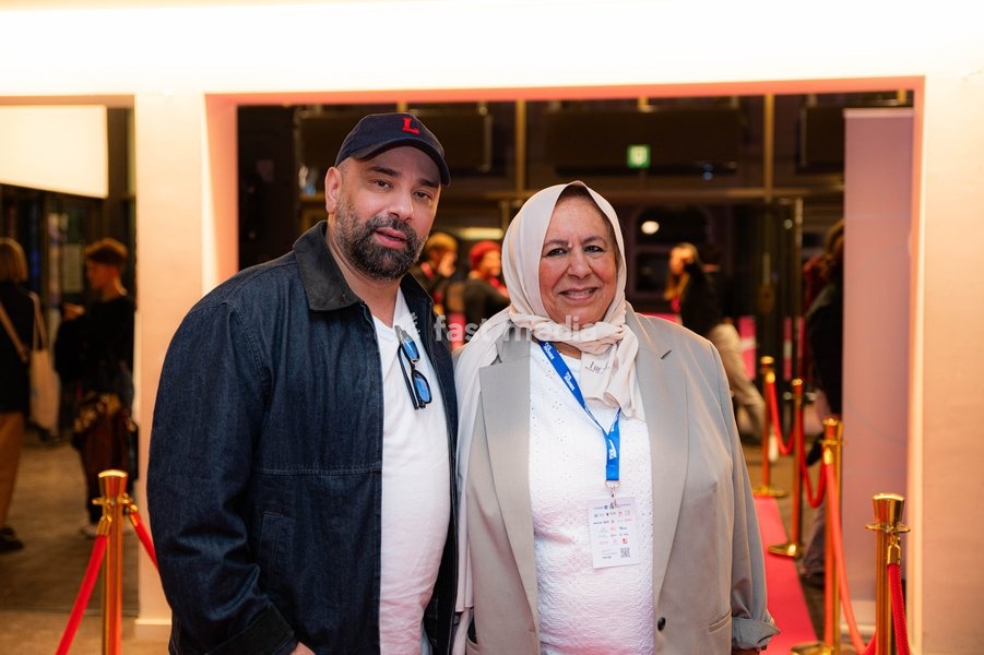 The directors of the film "Les Baronnes" Mokhtaria Badaoui and Nabil Ben Yadir pictured during the opening night of the 40th edition of the Namur International French-Language Film Festival (FIFF) (October 3-10), Friday 03 October 2025 in Namur