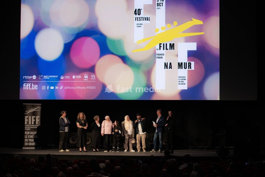 The team of the film "Les Baronnes" delivers a speech at the opening night of the 40th edition of the Namur International French-Language Film Festival (FIFF) (October 3-10), Friday 03 October 2025 in Namur