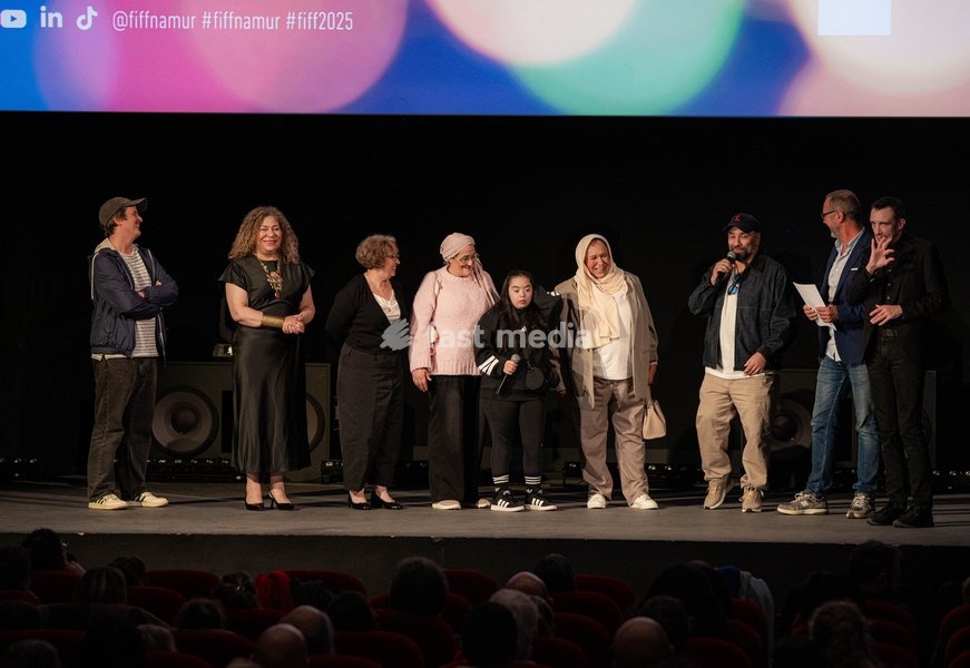 The team of the film "Les Baronnes" delivers a speech at the opening night of the 40th edition of the Namur International French-Language Film Festival (FIFF) (October 3-10), Friday 03 October 2025 in Namur