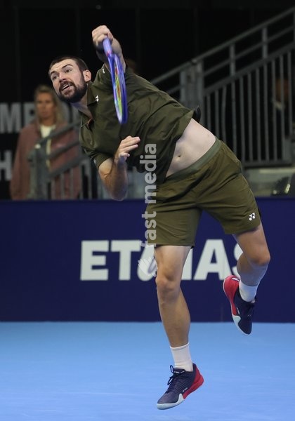 Jurij Rodionov pictured in action during the European Open ATP tennis tournament in Brussels, on Sunday 12 October 2025. This year's edition of the tournament is taking place from 12 to 19 October 2025