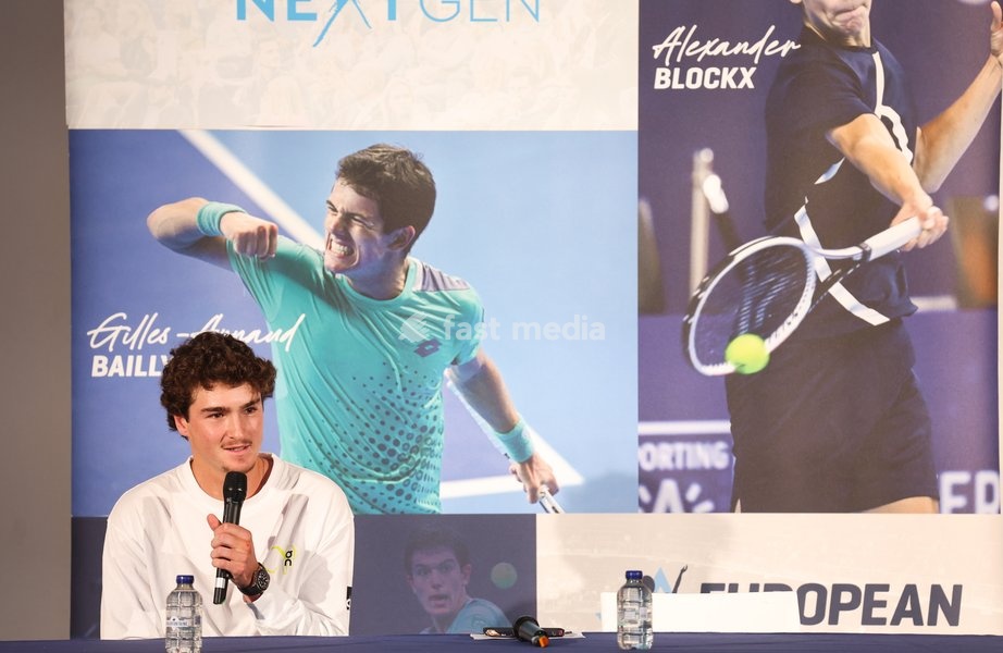 Jaoa Fonseca pictured during a press conference of the NextGen Ethias program, at the European Open ATP tennis tournament in Brussels, on Sunday 12 October 2025. This year's edition of the tournament is taking place from 12 to 19 October 2025