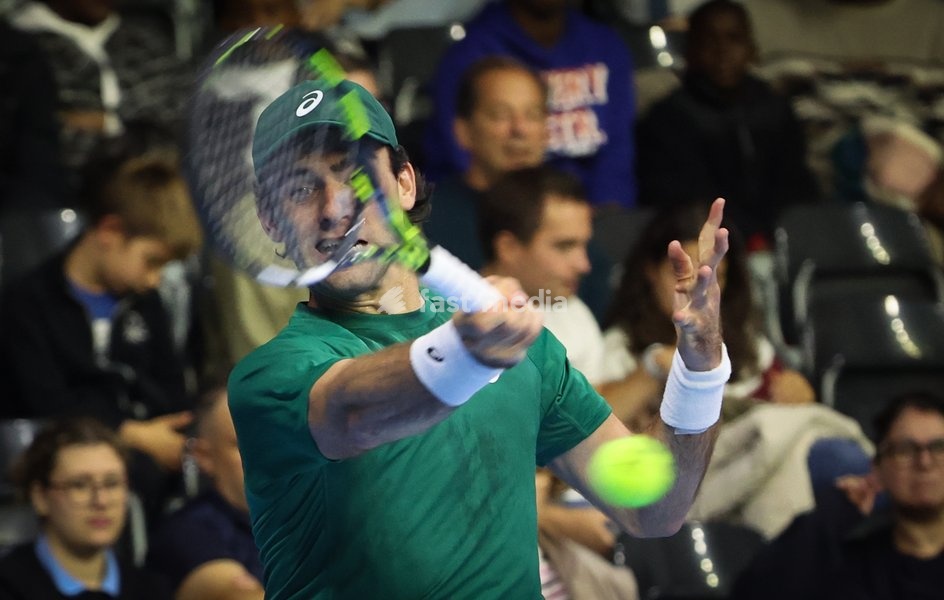 Eliot Spizzirri pictured in action during the European Open ATP tennis tournament in Brussels, on Sunday 12 October 2025. This year's edition of the tournament is taking place from 12 to 19 October 2025