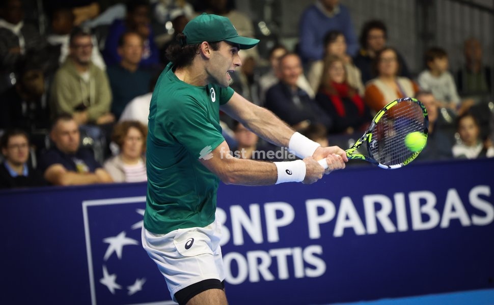 Eliot Spizzirri pictured in action during the European Open ATP tennis tournament in Brussels, on Sunday 12 October 2025. This year's edition of the tournament is taking place from 12 to 19 October 2025