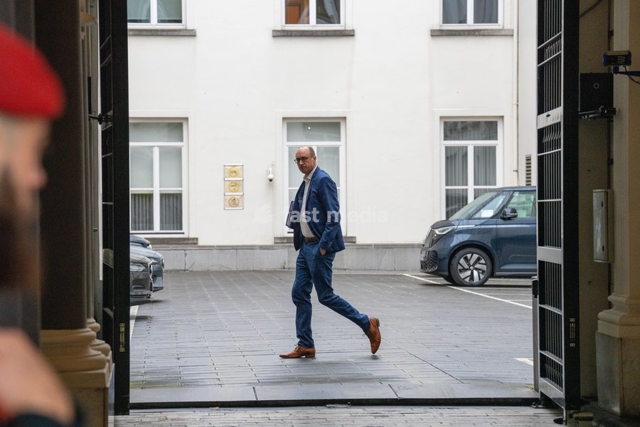 Vice-prime minister and Budget Minister Vincent Van Peteghem arrives at a 'Kern' meeting gathering selected Ministers of the Federal Government, Monday 13 October 2025 in Brussels