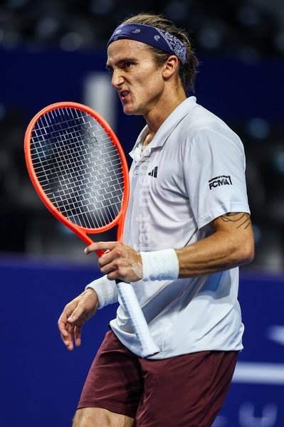 Brazilian Thomaz Belluci pictured in action during the European Open ATP tennis tournament in Brussels, on Monday 13 October 2025. This year's edition of the tournament is taking place from 12 to 19 October 2025