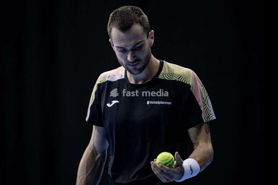 Spanish Pedro Martinez pictured during the European Open ATP tennis tournament in Brussels, on Tuesday 14 October 2025. This year's edition of the tournament is taking place from 12 to 19 October 2025