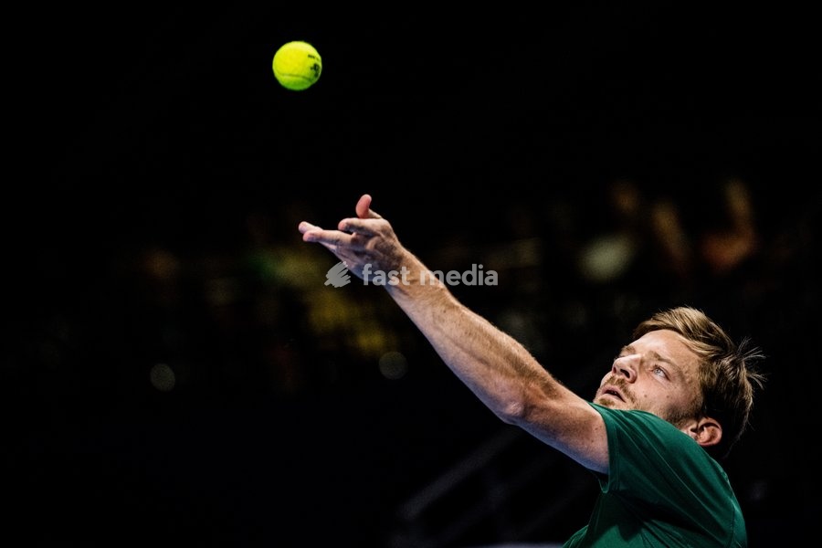 Belgian David Goffin pictured in action during the European Open ATP tennis tournament in Brussels, on Tuesday 14 October 2025. This year's edition of the tournament is taking place from 12 to 19 October 2025