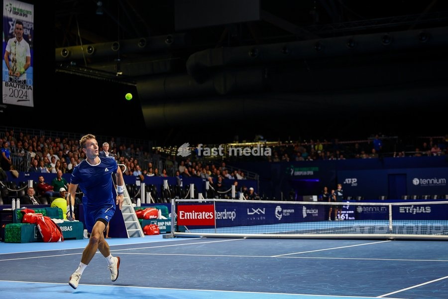 Czech Jiri Lehecka pictured in action during the European Open ATP tennis tournament in Brussels, on Friday 17 October 2025. This year's edition of the tournament is taking place from 12 to 19 October 2025