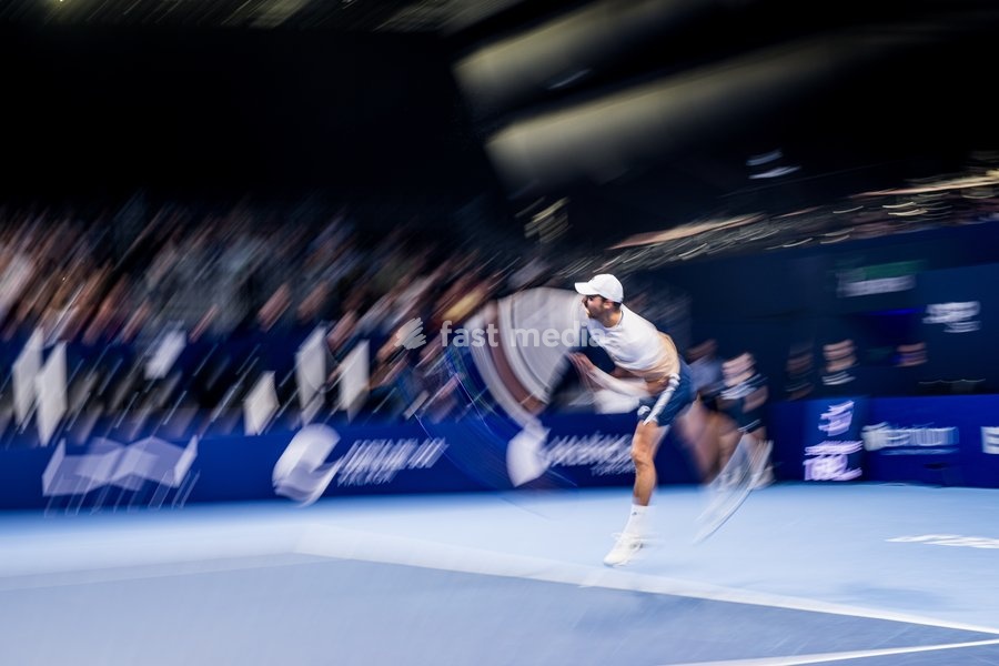French Benjamin Bonzi pictured in action during the European Open ATP tennis tournament in Brussels, on Friday 17 October 2025. This year's edition of the tournament is taking place from 12 to 19 October 2025
