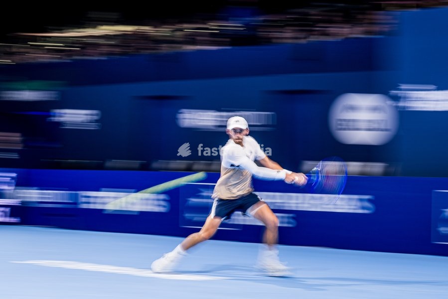 French Benjamin Bonzi pictured in action during the European Open ATP tennis tournament in Brussels, on Friday 17 October 2025. This year's edition of the tournament is taking place from 12 to 19 October 2025