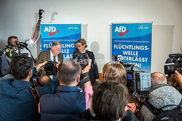 DEU Germany Germany Berlin AFD press conference on immigration and crime with Alice Weidel and Alexander Gauland