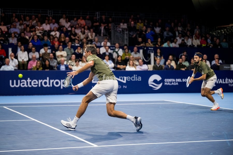 Monaco's Hugo Nys and French Edouard Roger-Vasselin pictured in action during the European Open ATP tennis tournament in Brussels, on Sunday 19 October 2025. This year's edition of the tournament is taking place from 12 to 19 October 2025