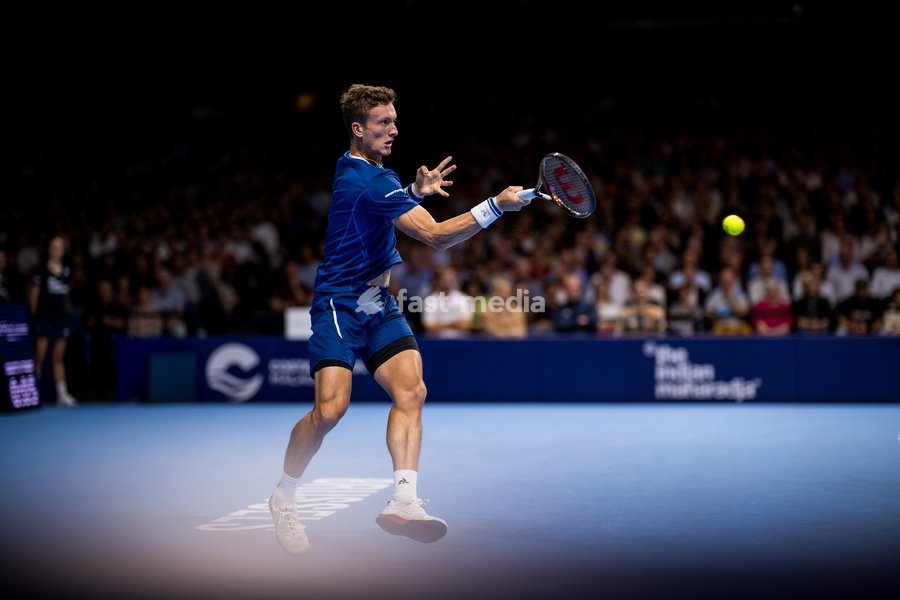 Czech Jiri Lehecka pictured in action during the European Open ATP tennis tournament in Brussels, on Sunday 19 October 2025. This year's edition of the tournament is taking place from 12 to 19 October 2025