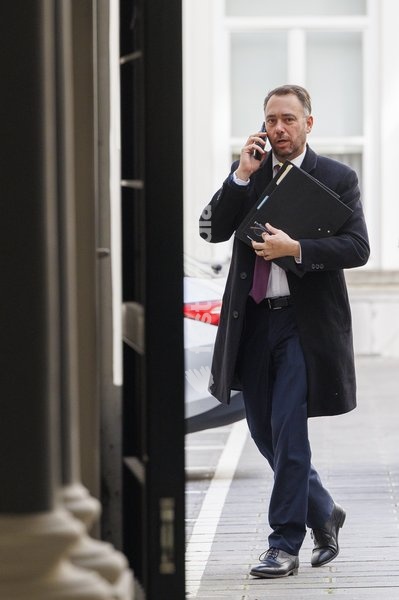 Vice-prime minister and Minister of Foreign Affairs Maxime Prevot arrives for a 'Kern' meeting gathering selected Ministers of the Federal Government, Tuesday 21 October 2025 in Brussels, to continue the budget discussions