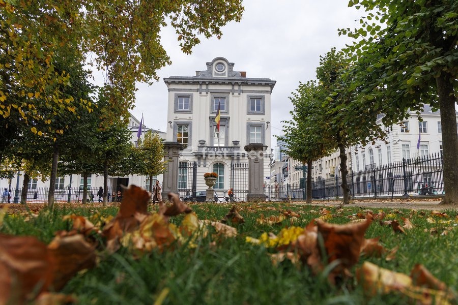 De Wetstraat 16 - 16 Rue de la Loi offices of the Prime Minister, pictured with the fall foliage, during a 'Kern' meeting gathering selected Ministers of the Federal Government, Wednesday 22 October 2025 in Brussels, to continue the budget discussions