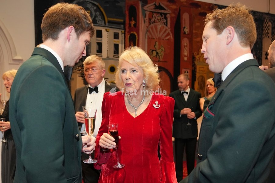 Britain's Queen Camilla, Colonel-in-Chief The Rifles and Royal Colonel 4th Battalion The Ranger Regiment, attends the Biennial RIFLES Awards Dinner, in London, Thursday, Nov. 27, 2025