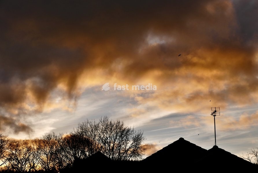 Dramatic skies at dusk as the days sun begins to set