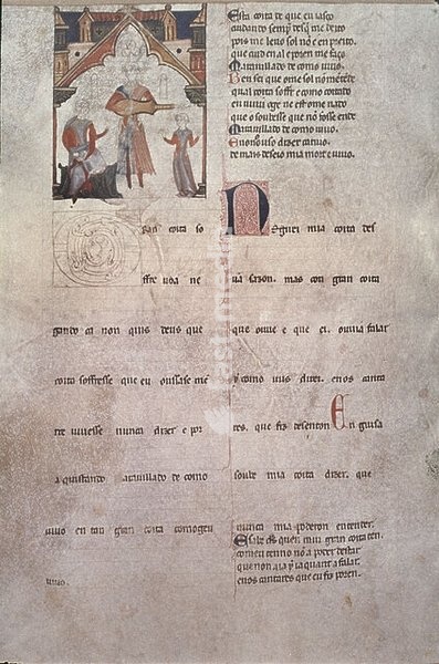 PAGINA DEL CANCIONERO D'AJUDA - PERGAMINO FECHADO ALREDEDOR DE 1280