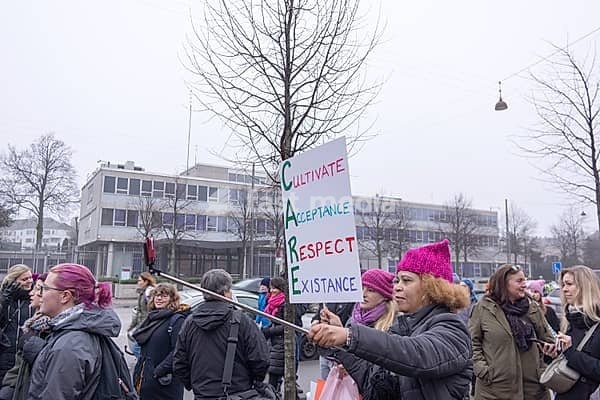Women march en masse in front of US embassy in Copenhagen against Donald Trump, Janyary 21, 2017