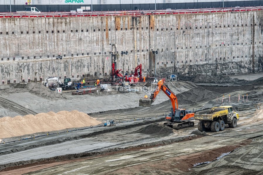 Overview image taken during a press briefing on the Oosterweel works and a visit to the Oosterweel junction construction site, Thursday 05 February 2026 in Antwerp. In 2026 the last missing links (the Oosterweel junction and the Canal Tunnels) will complete the Antwerp ring road on the north side…