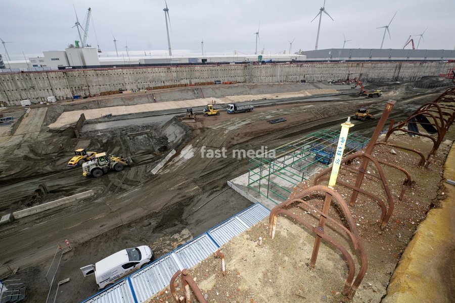 Overview image taken during a press briefing on the Oosterweel works and a visit to the Oosterweel junction construction site, Thursday 05 February 2026 in Antwerp. In 2026 the last missing links (the Oosterweel junction and the Canal Tunnels) will complete the Antwerp ring road on the north side…