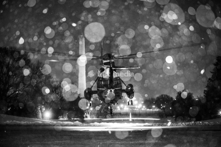 President Donald Trump boards Marine One on the South Lawn of the White House, Friday, February 6, 2026, en route Joint Base Andrews for a trip to Palm Beach, Florida