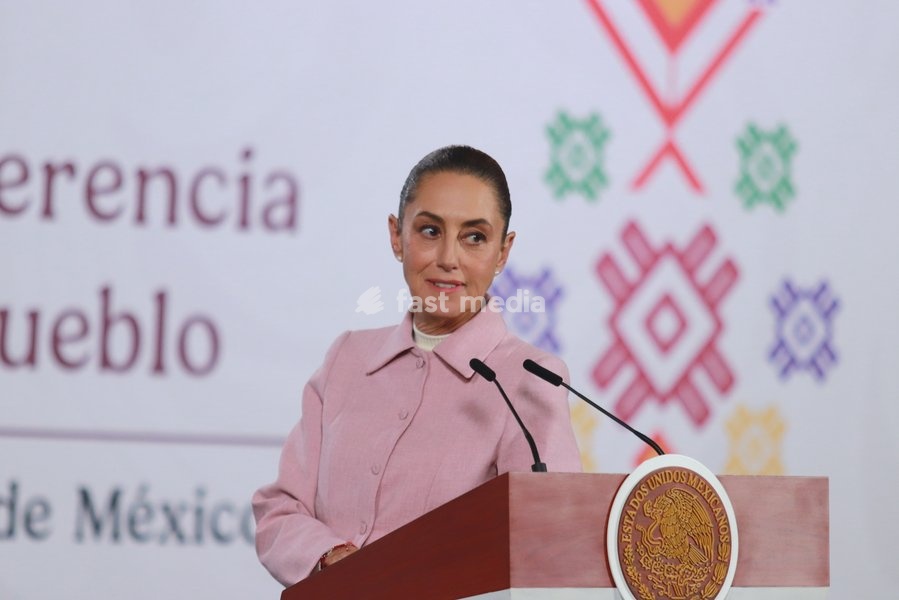 Mexico's President Claudia Sheinbaum speaks during a news conference about the sanctions imposed on countries that export oil to Cuba to be very unfair, reiterating that such measures are wrong because they directly affect the population at National Palace. on February 9, 2026 in Mexico City,…