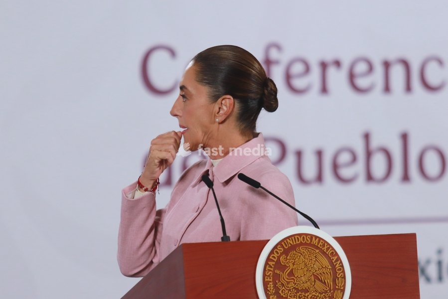 Mexico's President Claudia Sheinbaum speaks during a news conference about the sanctions imposed on countries that export oil to Cuba to be very unfair, reiterating that such measures are wrong because they directly affect the population at National Palace. on February 9, 2026 in Mexico City,…