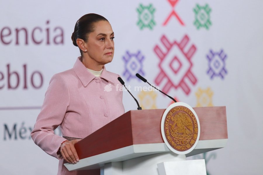 Mexico's President Claudia Sheinbaum speaks during a news conference about the sanctions imposed on countries that export oil to Cuba to be very unfair, reiterating that such measures are wrong because they directly affect the population at National Palace. on February 9, 2026 in Mexico City,…