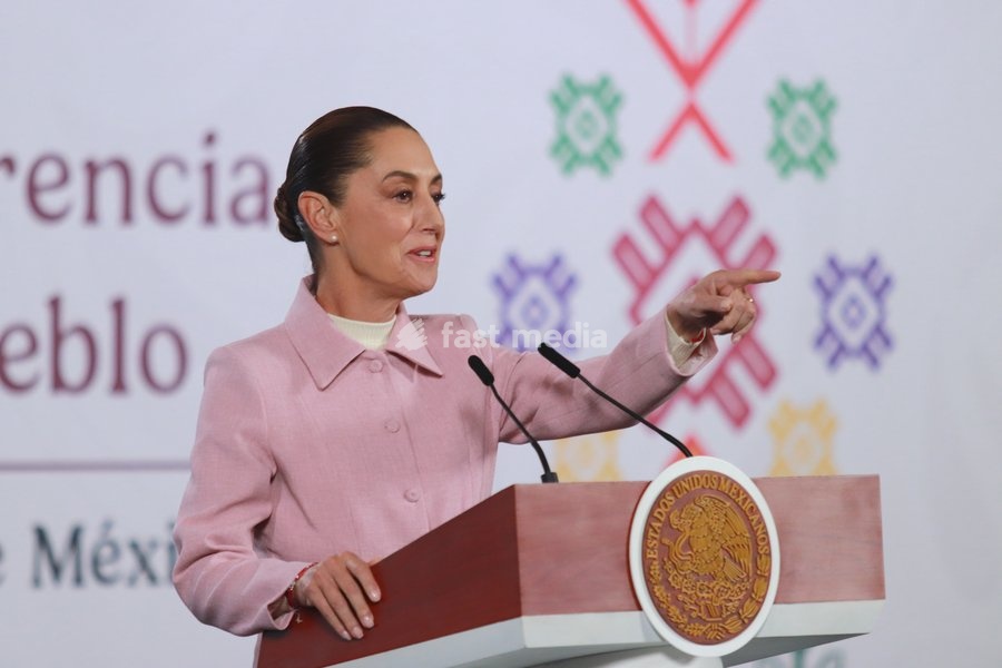 Mexico's President Claudia Sheinbaum speaks during a news conference about the sanctions imposed on countries that export oil to Cuba to be very unfair, reiterating that such measures are wrong because they directly affect the population at National Palace. on February 9, 2026 in Mexico City,…