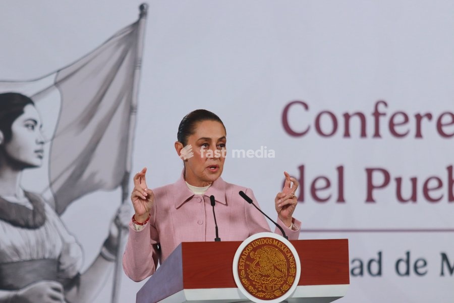 Mexico's President Claudia Sheinbaum speaks during a news conference about the sanctions imposed on countries that export oil to Cuba to be very unfair, reiterating that such measures are wrong because they directly affect the population at National Palace. on February 9, 2026 in Mexico City,…