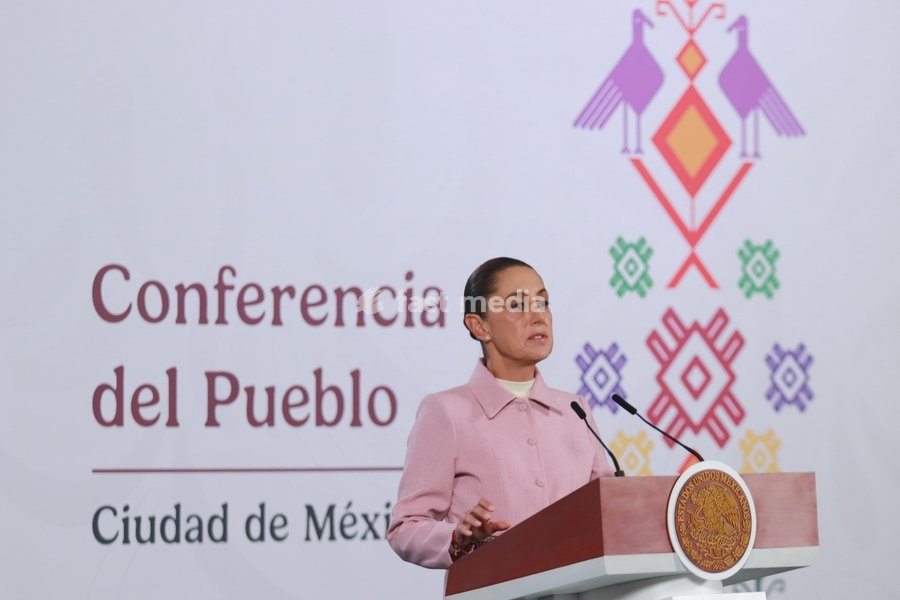 Mexico's President Claudia Sheinbaum speaks during a news conference about the sanctions imposed on countries that export oil to Cuba to be very unfair, reiterating that such measures are wrong because they directly affect the population at National Palace. on February 9, 2026 in Mexico City,…