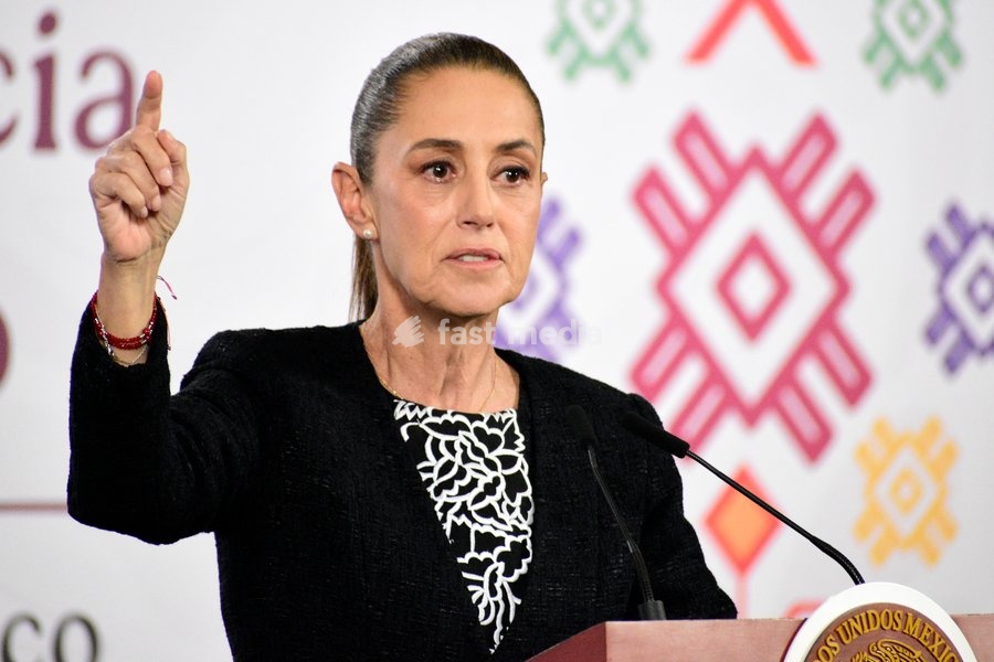 Mexico’s President Claudia Sheinbaum Pardo, speaks during a briefing conference on the monthly security report at National Palace. on February 10, 2026 in Mexico City, Mexico