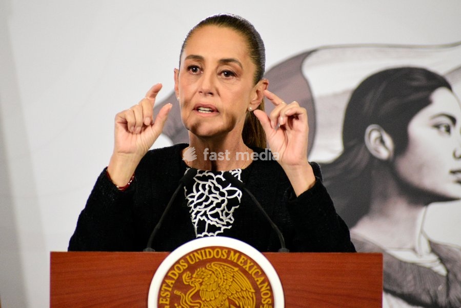 Mexico’s President Claudia Sheinbaum Pardo, speaks during a briefing conference on the monthly security report at National Palace. on February 10, 2026 in Mexico City, Mexico