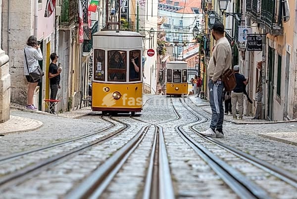 Lisboa, Portugal - June 04, 2024 - Iconic historic Ascensor da Bica in old town Lisboa, Portugal
