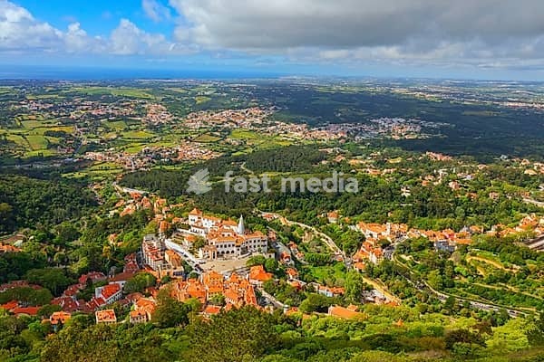 Sintra town, high angle view, Sintra, Portugal